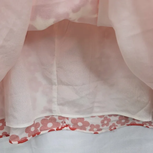 Nwt Glamorous Women's Red Mini Dresses Tie Puff Sleeve Floral Mini Dress Size 12 - Picture 7 of 16